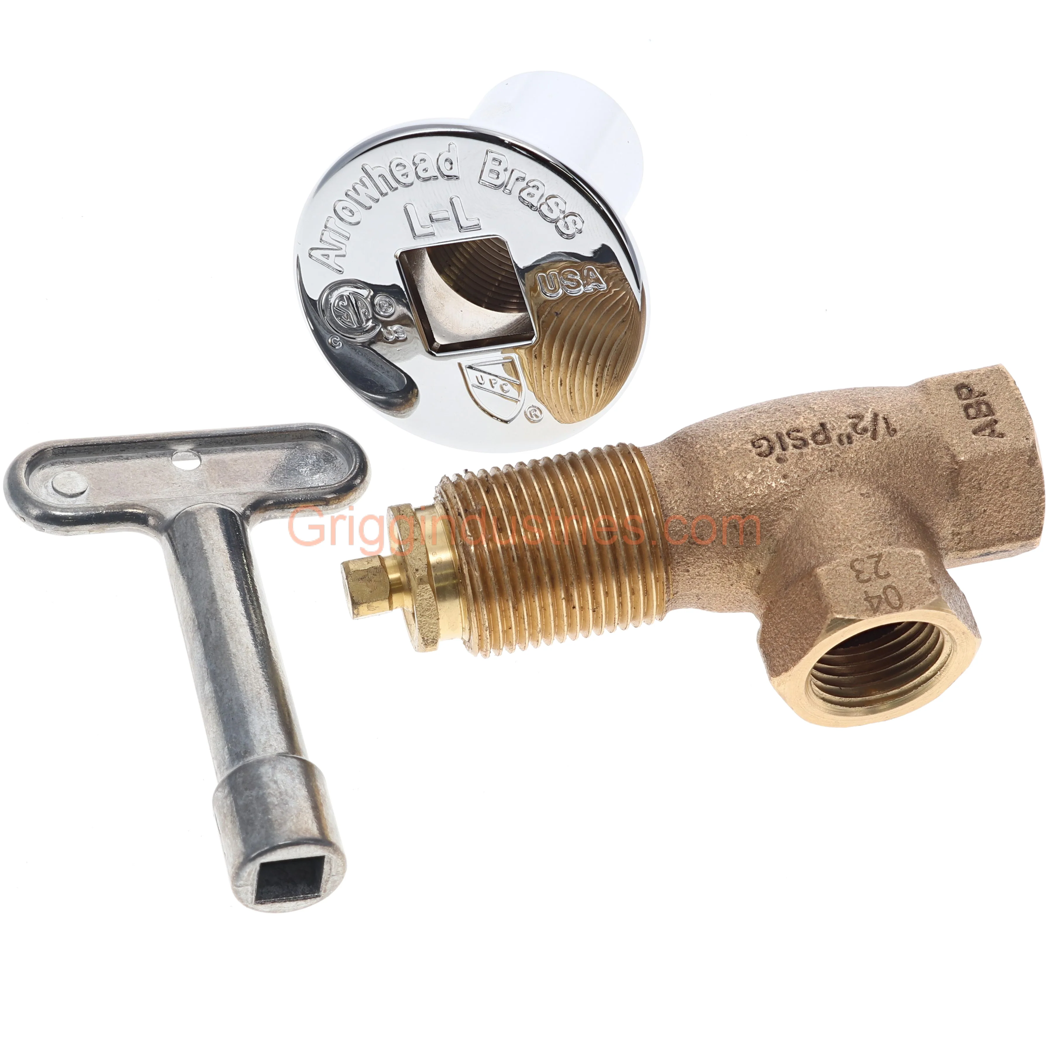 Arrowhead Brass 259 1/2 FIP Angle Gas Log Lighter Valve With Key And Flange - Image 3