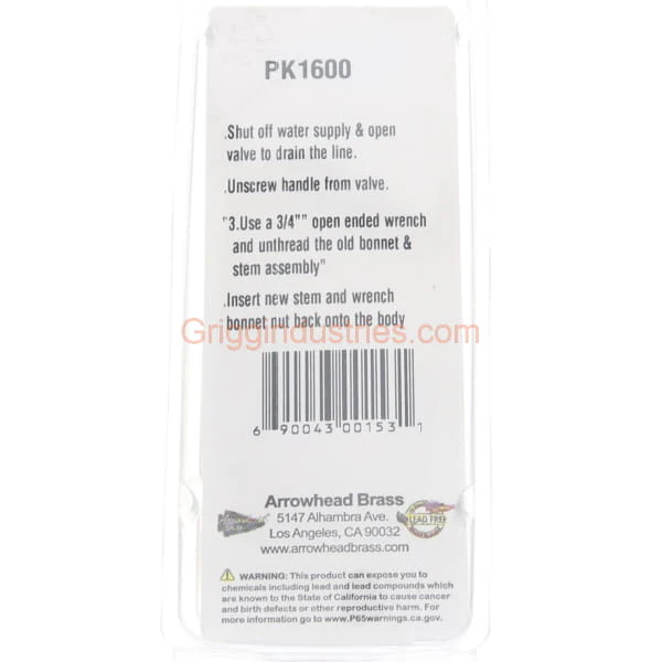 Arrowhead Brass ABP PK1600 Stem And Bonnet Assembly - Image 4
