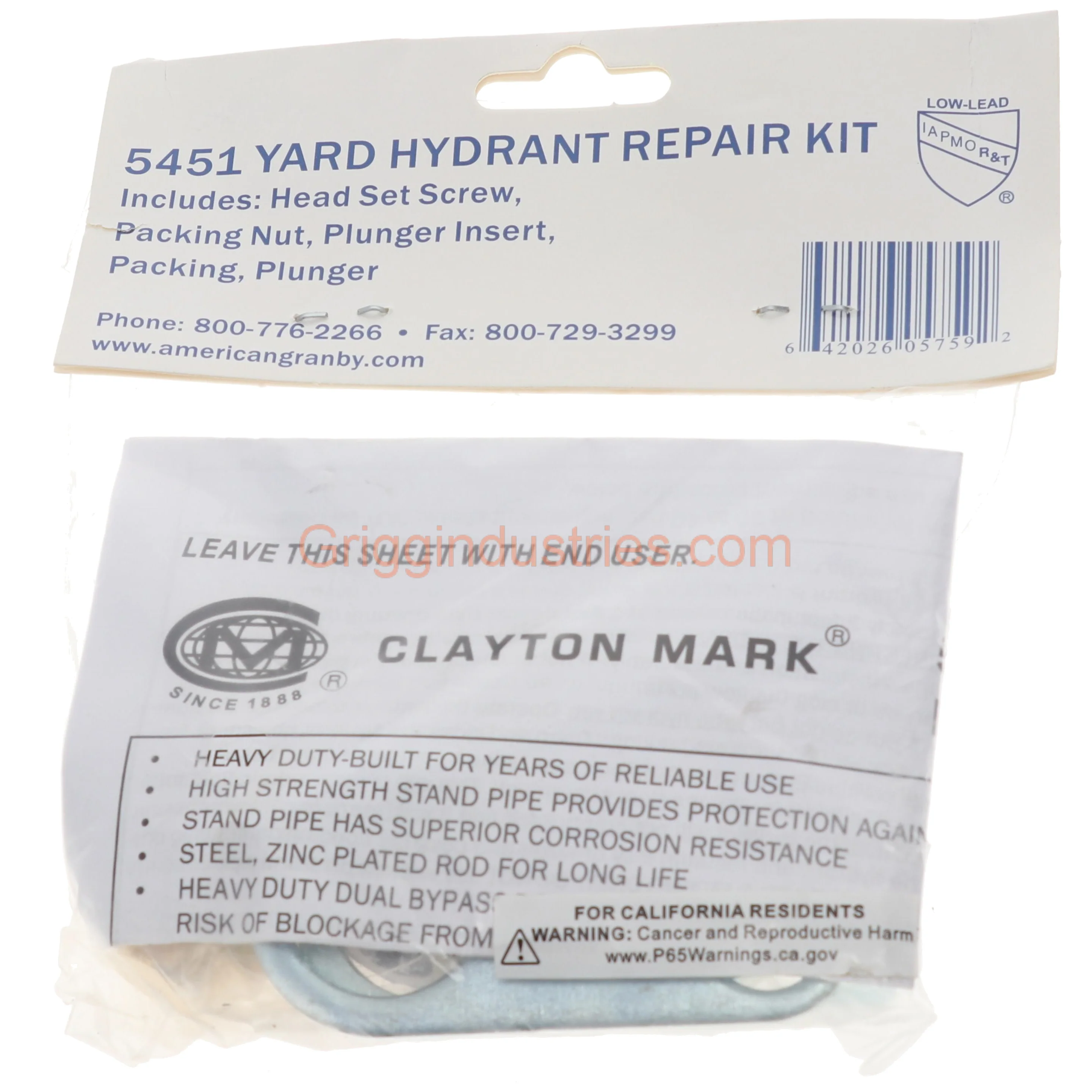 Clayton Mark YRK1 Yard Hydrant Kit For The Clayton Mark 5451 Hydrant - Image 9