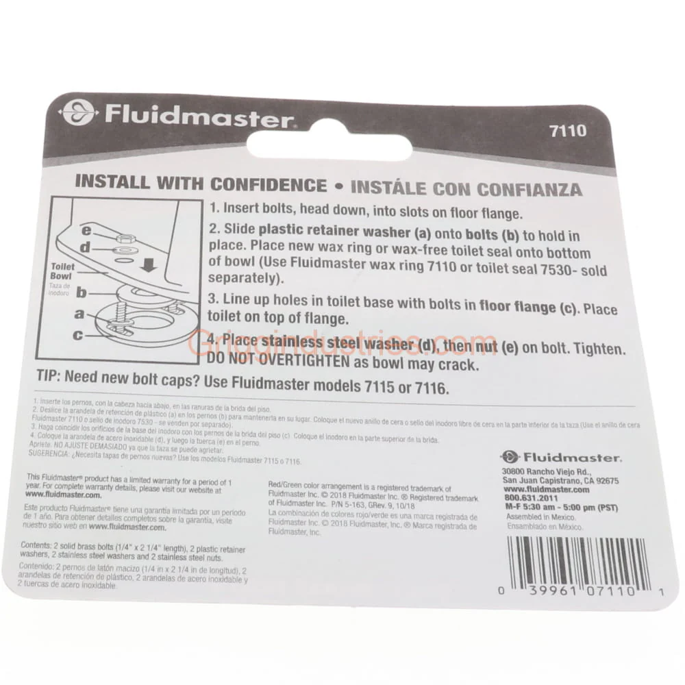 Fluid Master 7110 Toilet Flange Bolt Set - Image 3
